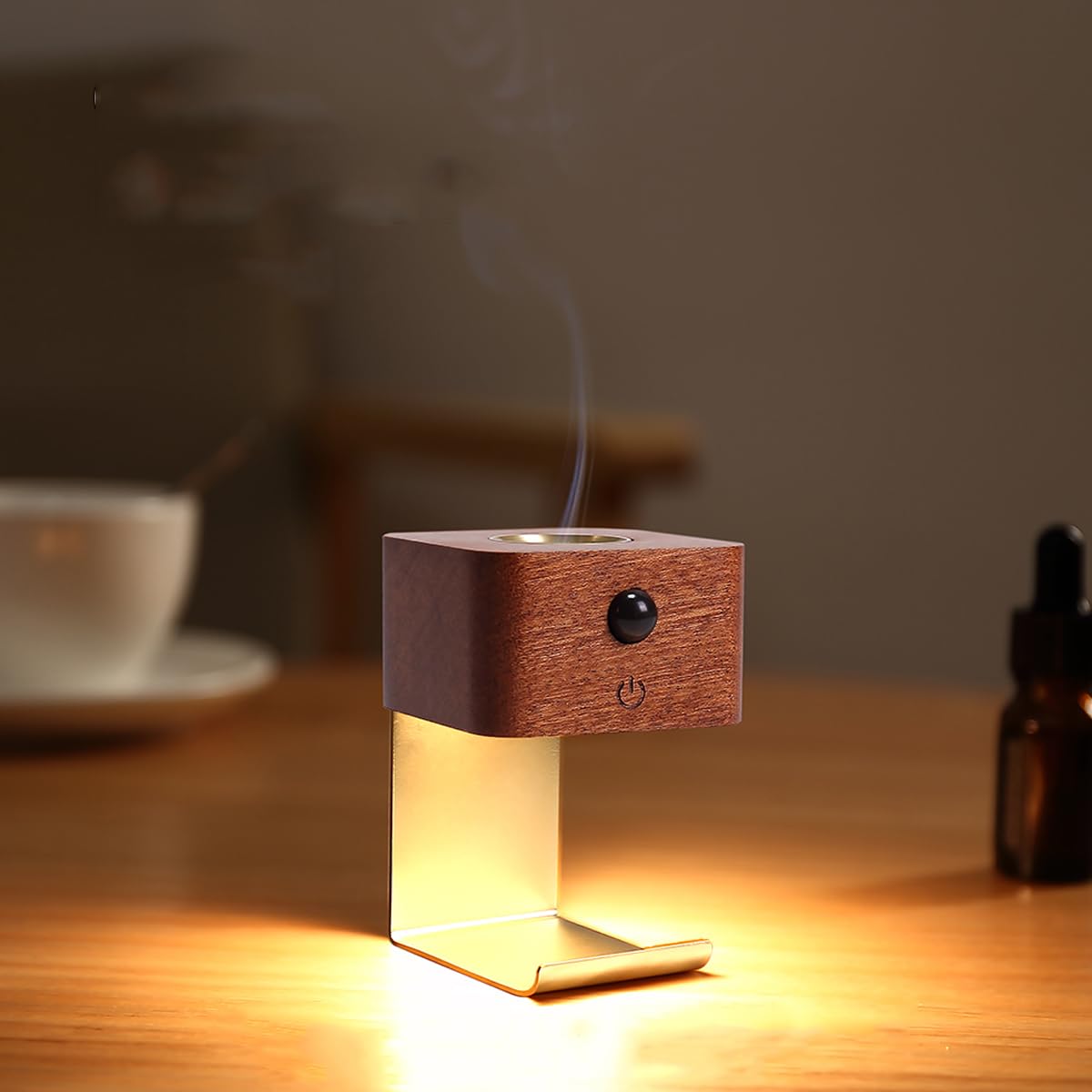 Motion Sensor Night Light & Essential Oil Diffuser (Walnut Wood)