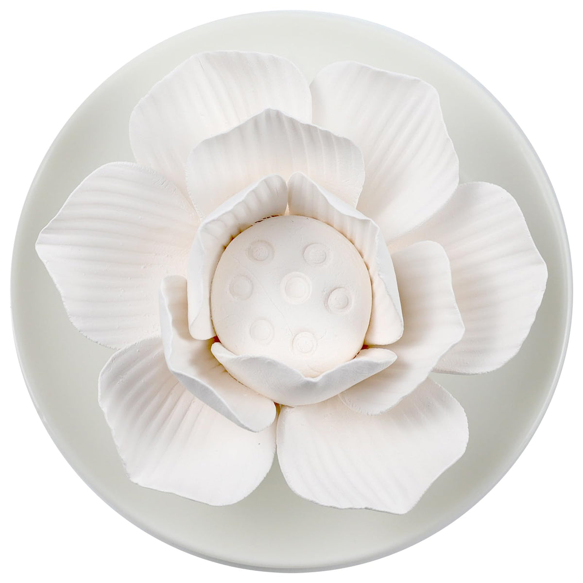 Passive Diffuser for Essential Oil-Ceramic Diffuser Non Electric Oil Diffusers for Small Mini Room, Desk Decorative, Bathroom (White Hibiscus)