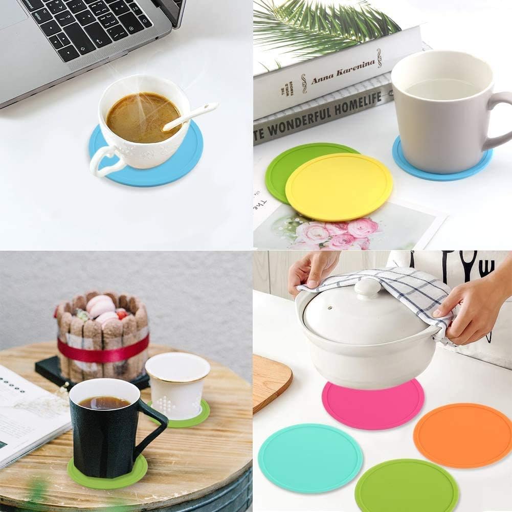 MIZORLIE 4" Non Slip Coasters, Mixed Color, 10pcs