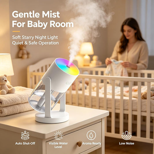 UEISODC bedroom humidifier, desktop USB humidifier, car air freshener, relieves tight skin, cough, nasal congestion, allergies and dry air,With automatic shutdown, silent operation