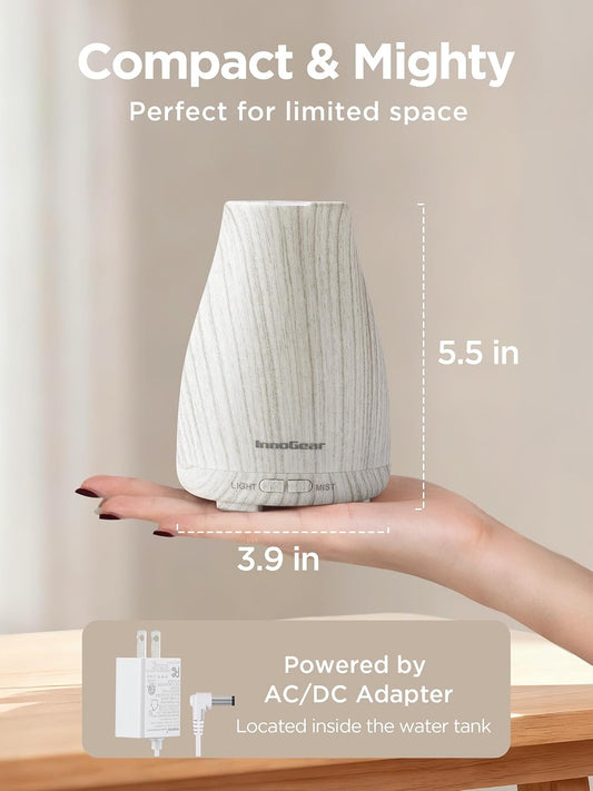 InnoGear Essential Oil Diffuser Ultrasonic Diffusers for Home, White Grey