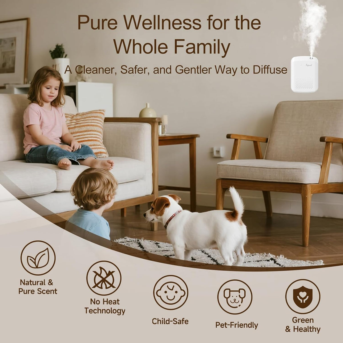 Waterless Essential Oil Diffuser, 3000 Sq.Ft, with 120ml Scent Oil