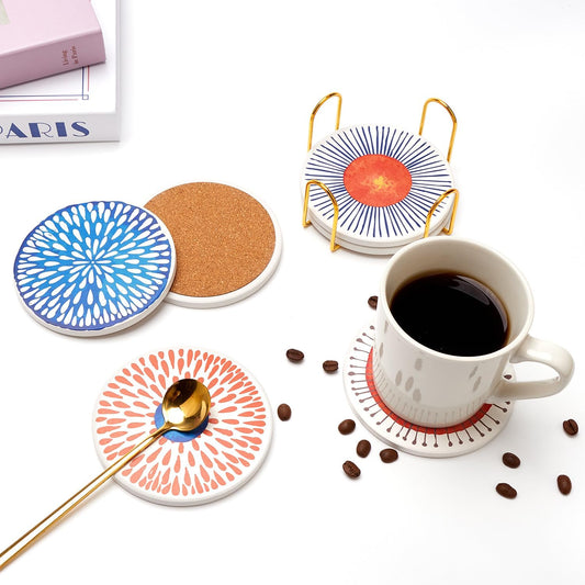 Fun Mid Century Modern Outdoor Coasters Patio Table Boho Cute Coaster Set