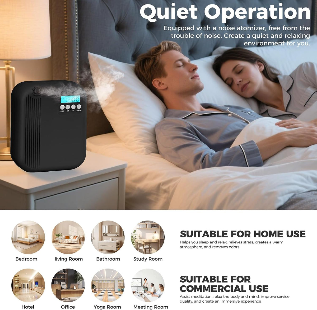 House Scent Machine,Hotel Collection Diffuser, 10000 Sq.Ft of Coverage, 200ml Large Capacity Aromatherapy Machine, Scent Diffusers for Home,Office, Large Room Waterless Essential Oil Diffuser, Black
