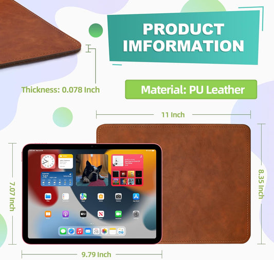 Mouse Pad, PU Mouse Pad,Leather Mouse Pad with Stitched Edge Micro-Fiber Base with Non-Slip Waterproof,Mouse Pad for Computers,Laptop, 8x11Inch (Caramel Brown)