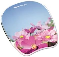Fellowes Photo Gel Mouse Pad Wrist Rest with MICROBAN - Pink Flowers (9179001)