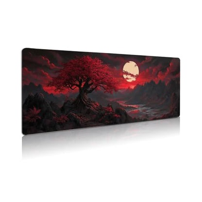 Extended Gaming Mouse Pad, Large Mouse Mat 3 mm Nature Rubber Base Mousepad with Stitched Edges, Non-Slip Desk Mat for Office Home Great Gift 31.5x11.8 Inch (Dark Canyon 5)
