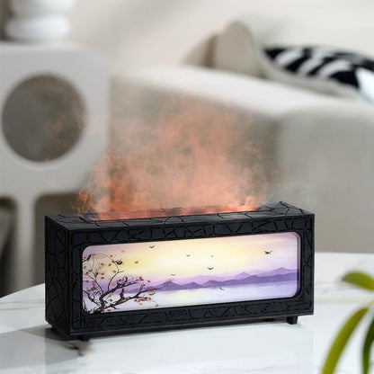 Essential Oil Diffusers Ultrasonic Fireplace Flame Aromatherapy Diffuser, Auto Shut-Off, Timer Setting, 7 Colors LED Lights Changing for Home, Office, Spa 200ml (White)