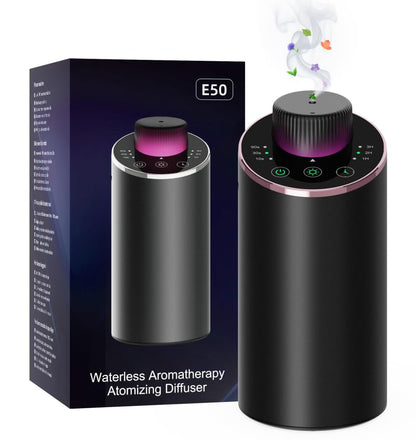 Waterless Essential Oil Diffuser Aromatherapy Scent Diffusers for Home Large Room, Bedroom, Car, Office, Desk, Battery Operated Mini Portable Air Freshener, 3 Countdown Timers & 3 Mist Levels