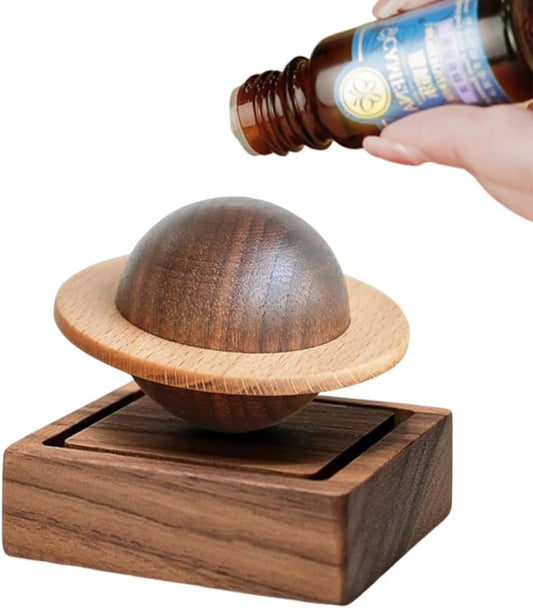Ouliget Wood Essential Oil Diffuser,Planet Walnut Aroma Therapy,Passive Diffuser for Desk Table Home Office Car Wardrobe Yoga Hall and SPA, Thoughtful Gifts for Yoga Meditation