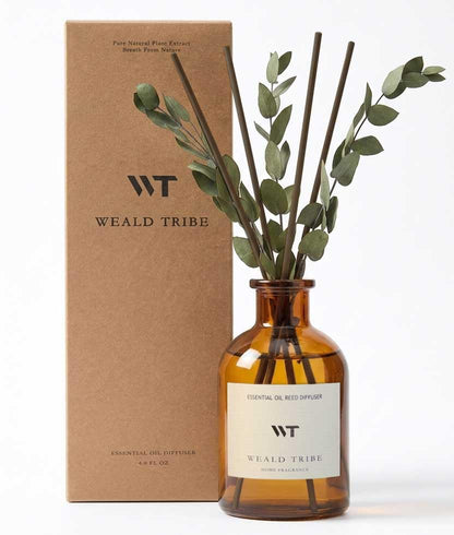 WEALD TRIBE Flower Reed Diffuser Set Eucalyptus & Lavender Scent for Room Bathroom Accessories Shelf Decor & Air Fresheners, Sticks Defusers with 4.0 fl oz Home Fragrance Oils, Office Gift