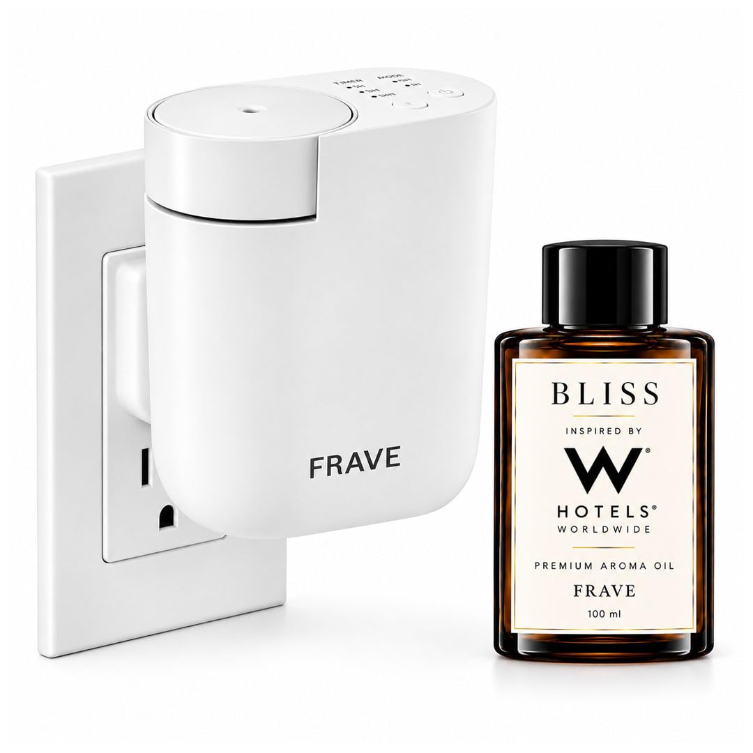Air Lux Diffuser with Aroma Oil, Plug-in Waterless Essential Oil Diffuser, Smart Bluetooth App Control, Covers Up to 500 sq ft, 60ml Capacity, Cold Air Scent Technology, White