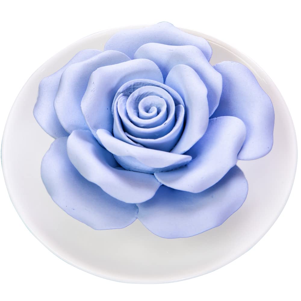 Essential Oil Passive Flower Diffuser -Non-Electric Porcelain Aromatherapy Diffusers for Small Mini Room, Desk Decorative, Bathroom (Blue Rose)
