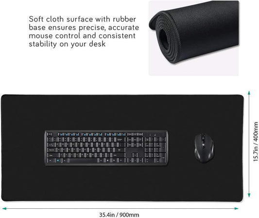 XXL Professional Large Mouse Pad & Computer Game Mouse Mat (35.4x15.7x0.12IN, 90x40 Black)