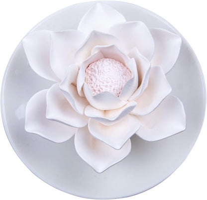 Essential Oil Passive Flower Diffuser -Lotus Flower Porcelain Aromatherapy Diffusers for Small Mini Room, Desk Decorative, Bathroom (Lotus)