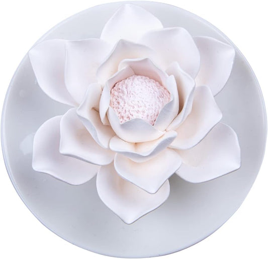 Essential Oil Passive Flower Diffuser -Lotus Flower Porcelain Aromatherapy Diffusers for Small Mini Room, Desk Decorative, Bathroom (Lotus)