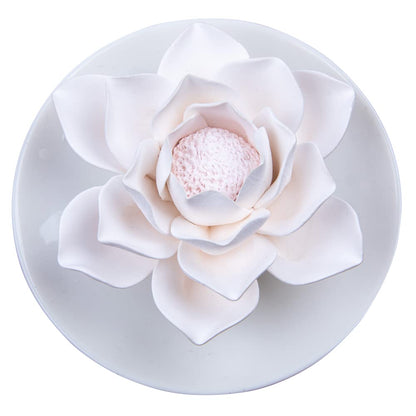 Essential Oil Passive Flower Diffuser -Non-Electric Porcelain Aromatherapy Diffusers for Small Mini Room, Desk Decorative, Bathroom (Blue Rose)