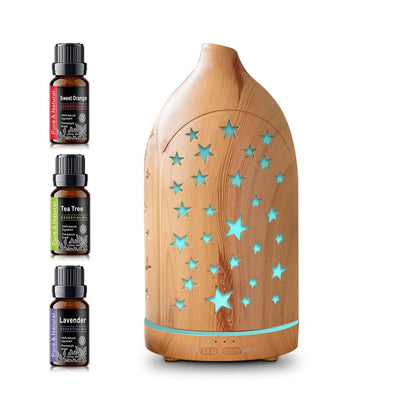 Aromatherapy Diffusers,7.1''x3.5''Diffuser with 3 Essential Oil Set
