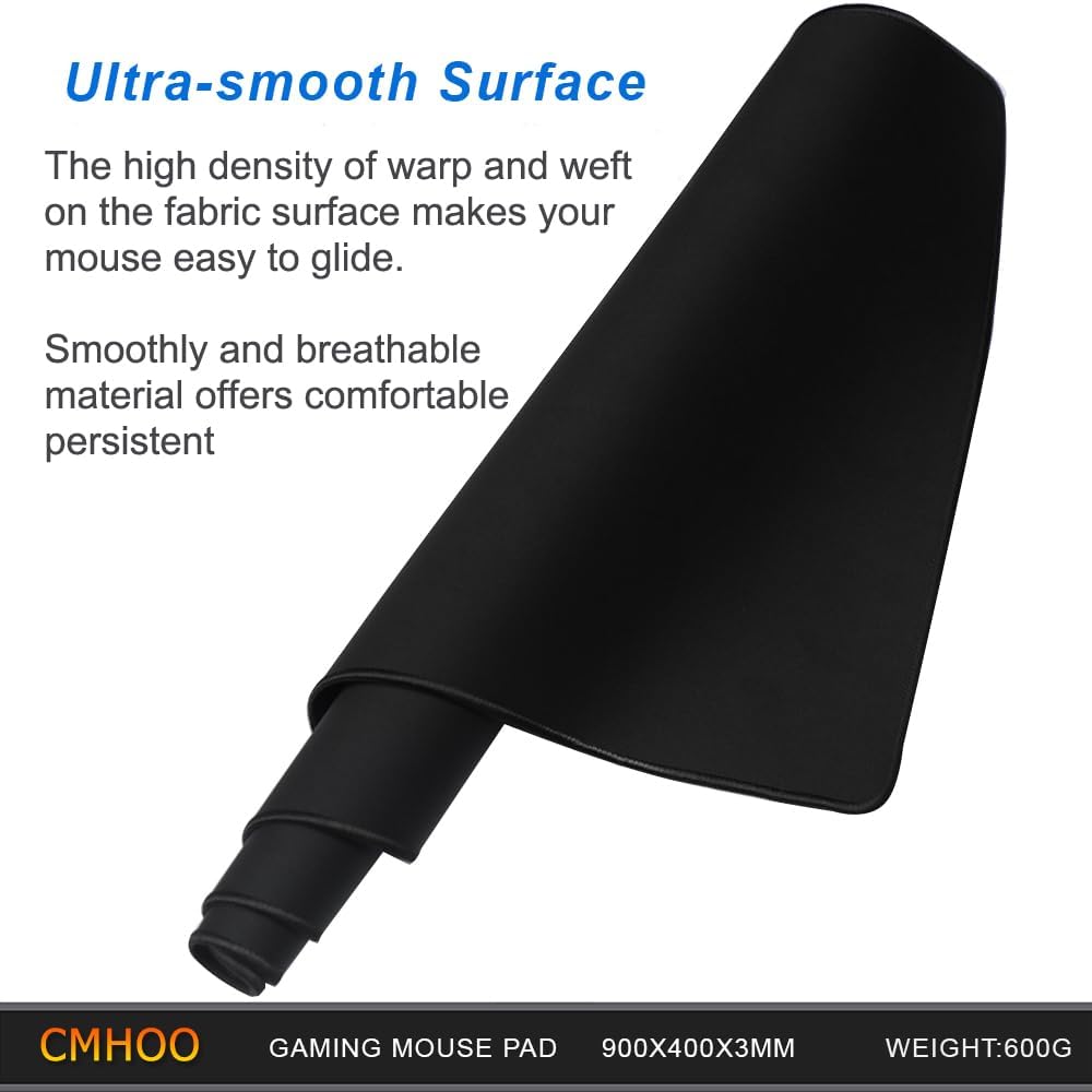 XXL Professional Large Mouse Pad & Computer Game Mouse Mat (35.4x15.7x0.12IN, 90x40 Black)