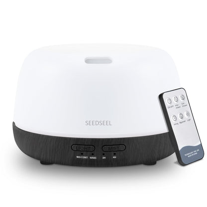 SEEDSEEL 300ML Essential Oil Diffuser with 7-Color LED Lights and Remote Control, Modern Minimalist Design, High-Efficiency Ultrasonic Mist Aromatherapy Diffuser for Home