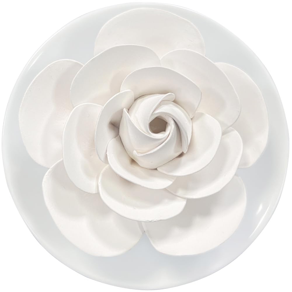 Passive Diffuser for Essential Oil-Ceramic Diffuser Non Electric Oil Diffusers for Small Mini Room, Desk Decorative, Bathroom (White Hibiscus)