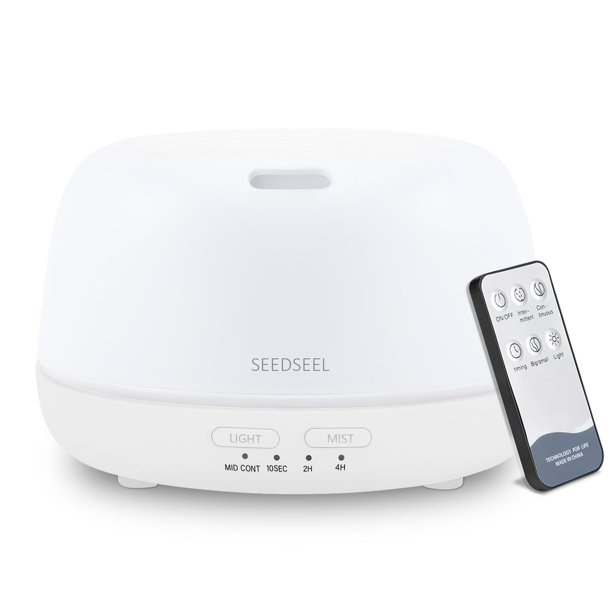 SEEDSEEL 300ML Essential Oil Diffuser with 7-Color LED Lights and Remote Control, Modern Minimalist Design, High-Efficiency Ultrasonic Mist Aromatherapy Diffuser for Home