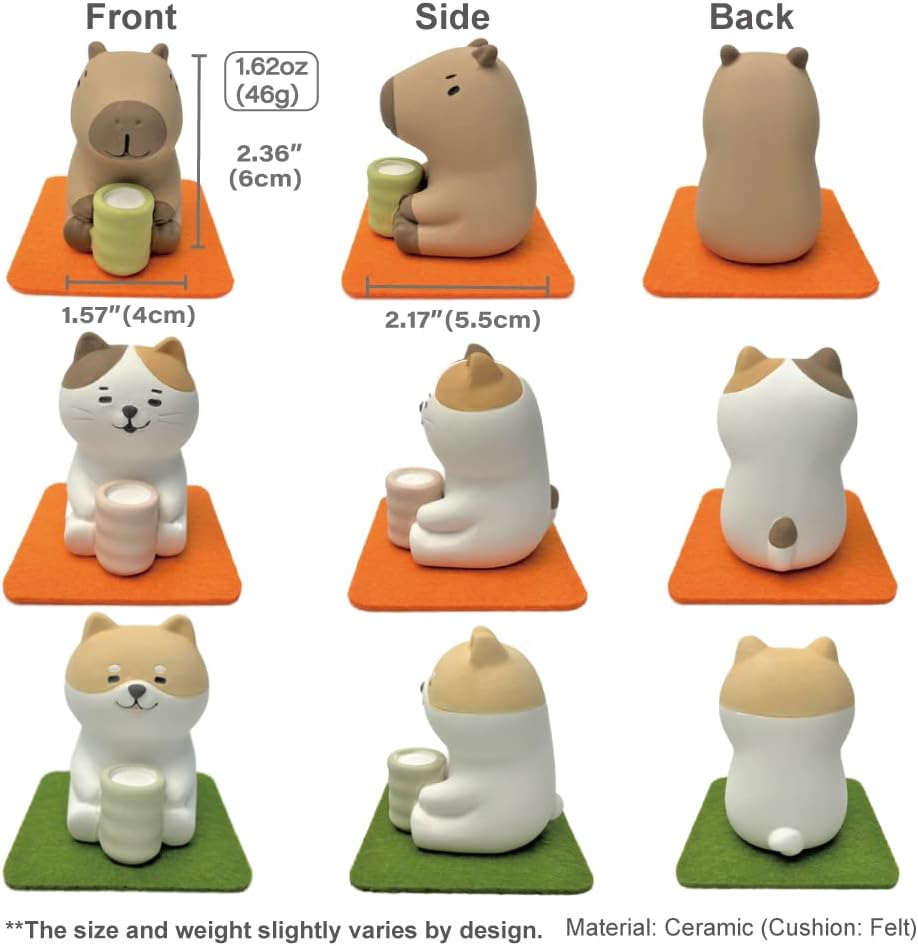 Stone Diffuser Tea-Drinking Animals [ Designed in Japan] Non Electric Passive Diffuser for Essential Oil and Aromatherapy (Ceramic/Clay) (Tea-drinkig Dog)