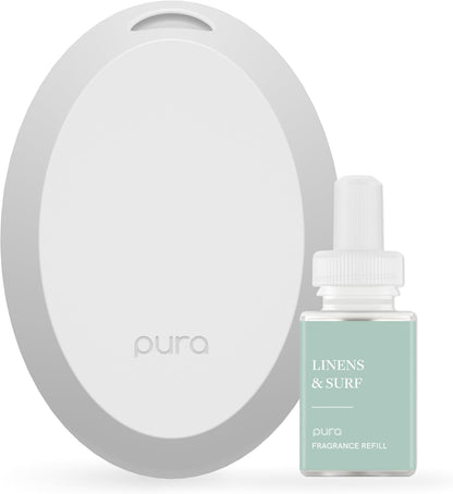 Pura Home Mini Fragrance Diffuser, Includes 1 Scent Refill, Linens & Surf