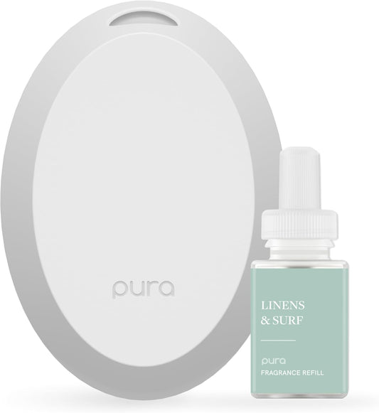 Pura Home Mini Fragrance Diffuser, Includes 1 Scent Refill, Linens & Surf