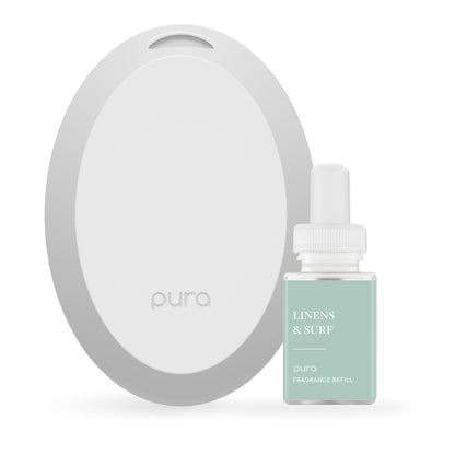 Pura Home Mini Fragrance Diffuser, Includes 1 Scent Refill, Linens & Surf