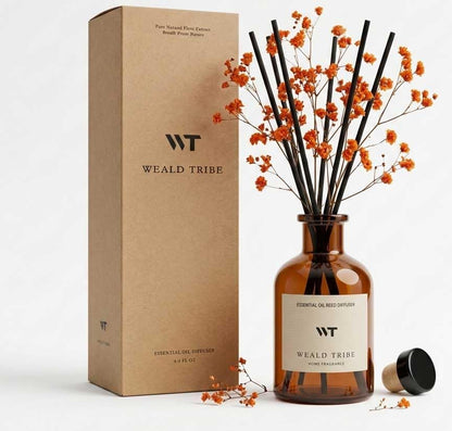 WEALD TRIBE Flower Reed Diffuser Set Eucalyptus & Lavender Scent for Room Bathroom Accessories Shelf Decor & Air Fresheners, Sticks Defusers with 4.0 fl oz Home Fragrance Oils, Office Gift