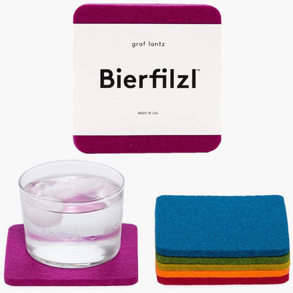 Graf Lantz - Bierfilzl Merino Wool Round Coasters Set of 4 - Heather White (4" Circles) - Absorbs 30% of Weight, German Wool - Heat Resistant, Sustainable, & Reusable - Home Decor & Coffee Table Decor