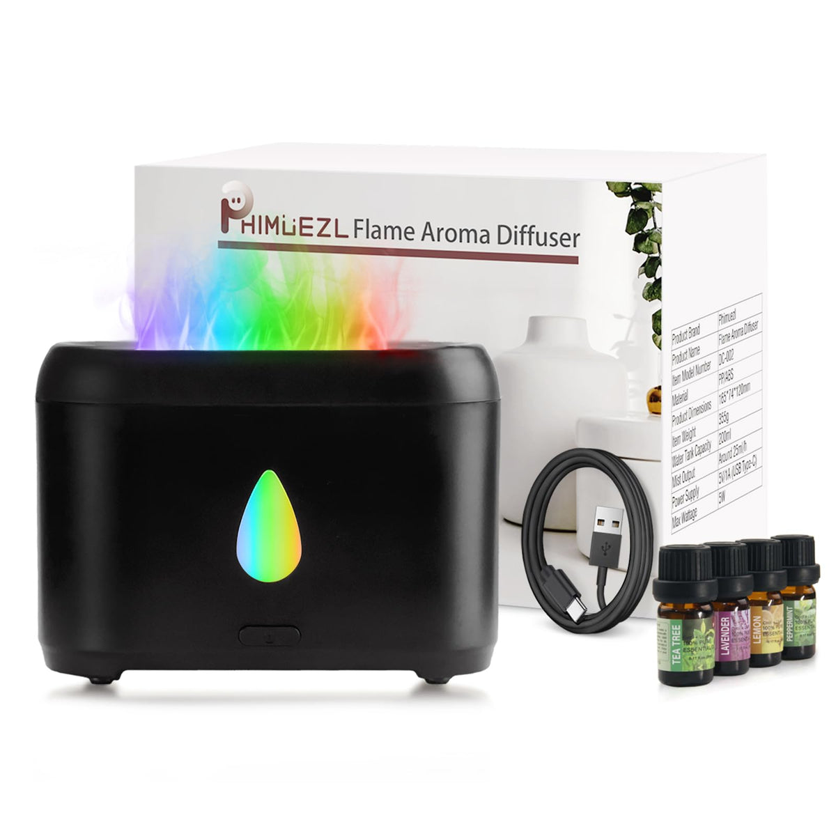 Flame Diffuser for Essential Oils, 200ml Small Oil Diffuser