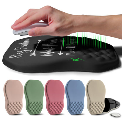 Ergonomic Raised Mouse Pad Wrist Support with Bilateral Slope Memory Foam Mousepad for Wrist Rest and Carpal Tunnel Pain Relief 11.8x7.9〃 Black