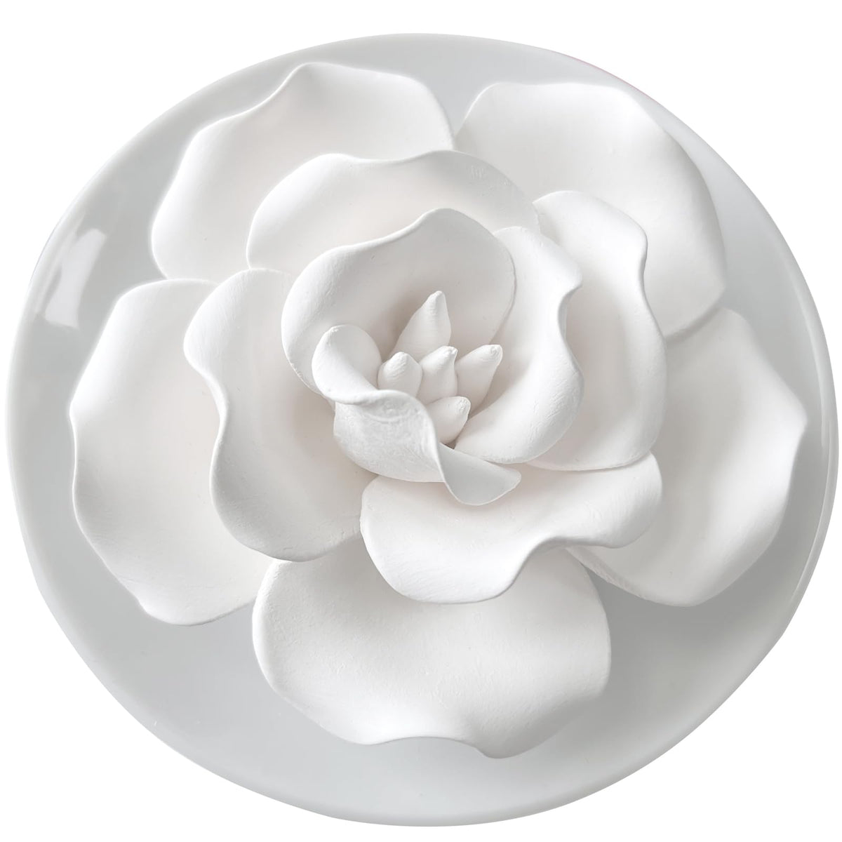Passive Diffuser for Essential Oil-Ceramic Diffuser Non Electric Oil Diffusers for Small Mini Room, Desk Decorative, Bathroom (White Hibiscus)