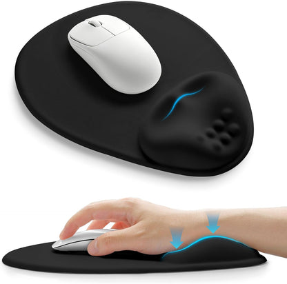 Palm-Rest and Wrist-Hugging Mouse Pad Wrist Rest, Ergonomic Wrist Support with Curve Fitting Cushioned Memory Foam for Carpal Tunnel Pain Relief, 9.9 x 8.3 Inch, Dark Night Black