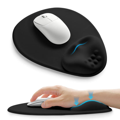 Palm-Rest and Wrist-Hugging Mouse Pad Wrist Rest, Ergonomic Wrist Support with Curve Fitting Cushioned Memory Foam for Carpal Tunnel Pain Relief, 9.9 x 8.3 Inch, Dark Night Black