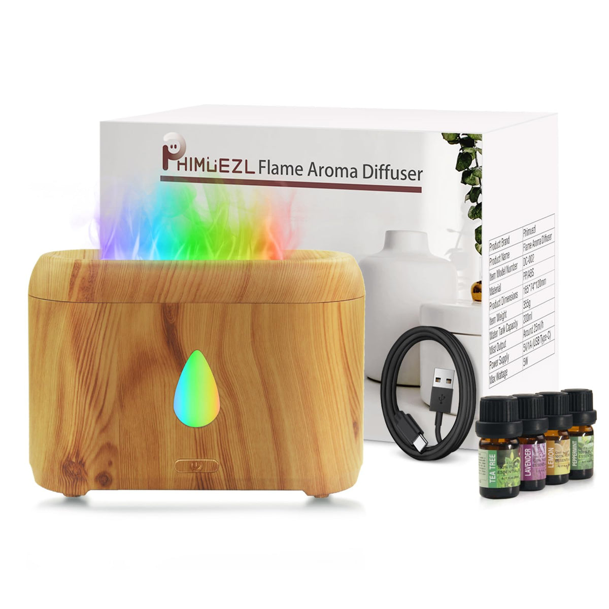 Flame Diffuser for Essential Oils, 200ml Small Oil Diffuser