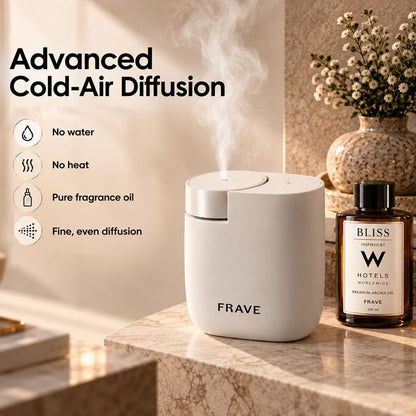 Air Lux Diffuser with Aroma Oil, Plug-in Waterless Essential Oil Diffuser, Smart Bluetooth App Control, Covers Up to 500 sq ft, 60ml Capacity, Cold Air Scent Technology, White