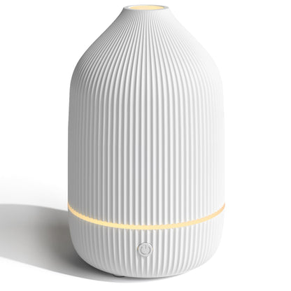 Essential Oil Diffuser, 100ml Aromatherapy Diffuser, Mini Ultrasonic Diffuser for Essential Oil, Home, Office, Cool Mist Humidifier with 7 Led Light, Auto Shut-Off, Wood Grain