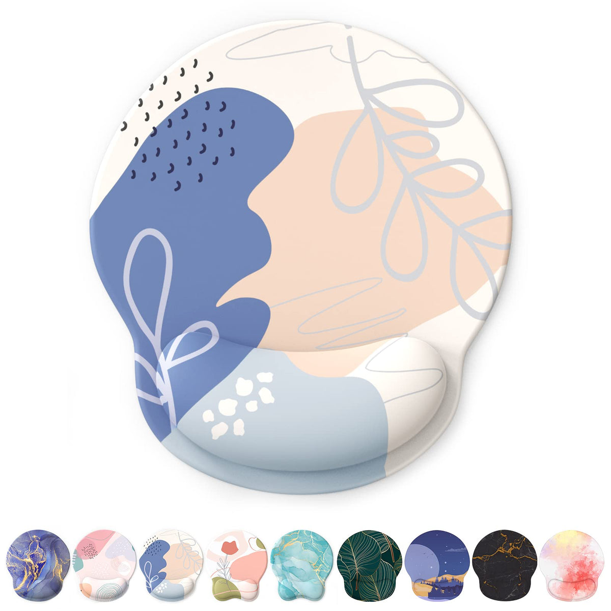 eulps Mouse Pad with Wrist Rest, Comfortable Computer Mousepad with Gel Wrist Support Smooth Surface and Non-Slip PU Base for Pain Relief, Laptop, Office & Home (Cyan Pink Marble)