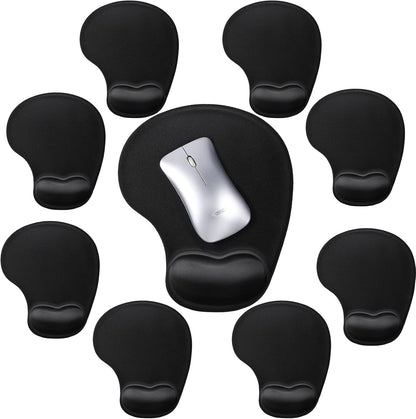 Flutesan 9 Pcs Ergonomic Mouse Pad with Wrist Rest Black Mouse Pads Memory Foam Non-Slip Mousepad Comfortable Computer Mousepad with PU Base for Pain Relief Computer Cafe Home Office Desk Accessories