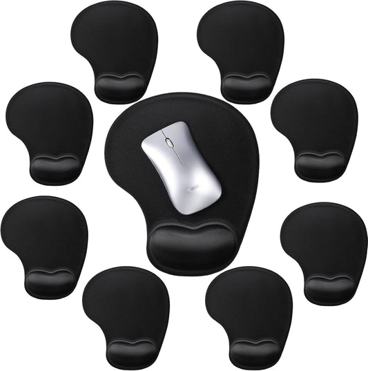 Flutesan 9 Pcs Ergonomic Mouse Pad with Wrist Rest Black Mouse Pads Memory Foam Non-Slip Mousepad Comfortable Computer Mousepad with PU Base for Pain Relief Computer Cafe Home Office Desk Accessories
