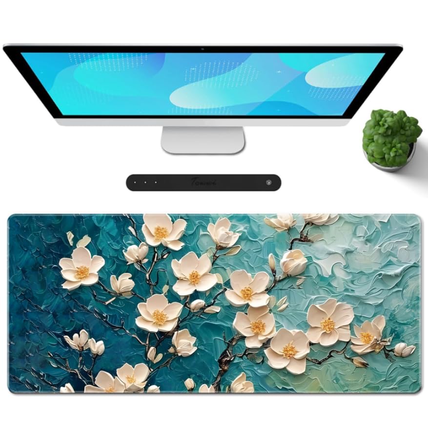 Galdas Mouse Pad,Office Desk Mat Large Gaming Keyboard Pad Durable Stitched Edges Washable Smooth Surface Control & Accuracy Extended Computer Mouse Mat (31.5X11.8In)-Green Forest…