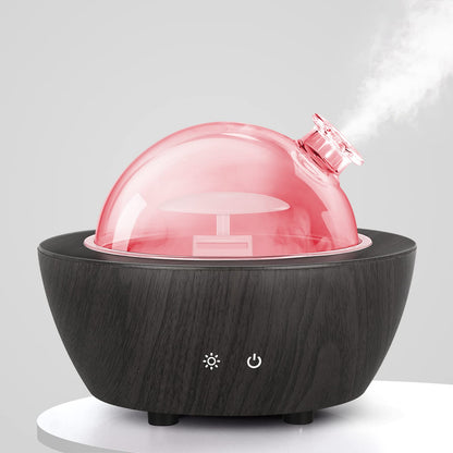 Glass Essential Oil Diffuser Wood Grain Base, 280ml Aromatherapy Diffusers Cool Mist Humidifier, LED Light in 7 Colors with Waterless Auto-Off Protection, for Office, Home, Yoga, Spa