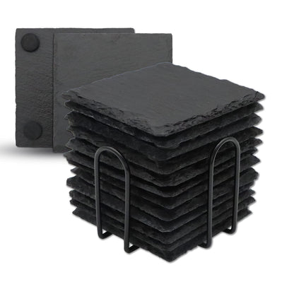 VIBRATITE 60 Pack 4 Inch Square Black Slate Drink Coasters