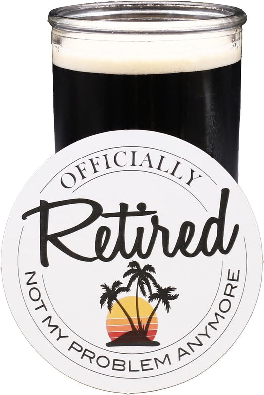 Officially Retired, Not My Problem Anymore Coasters - 25 Pack, 4 Inch, Thick Kraft Paper Bar Coasters, Perfect for Parties, Weddings, Birthdays, Retirement Parties