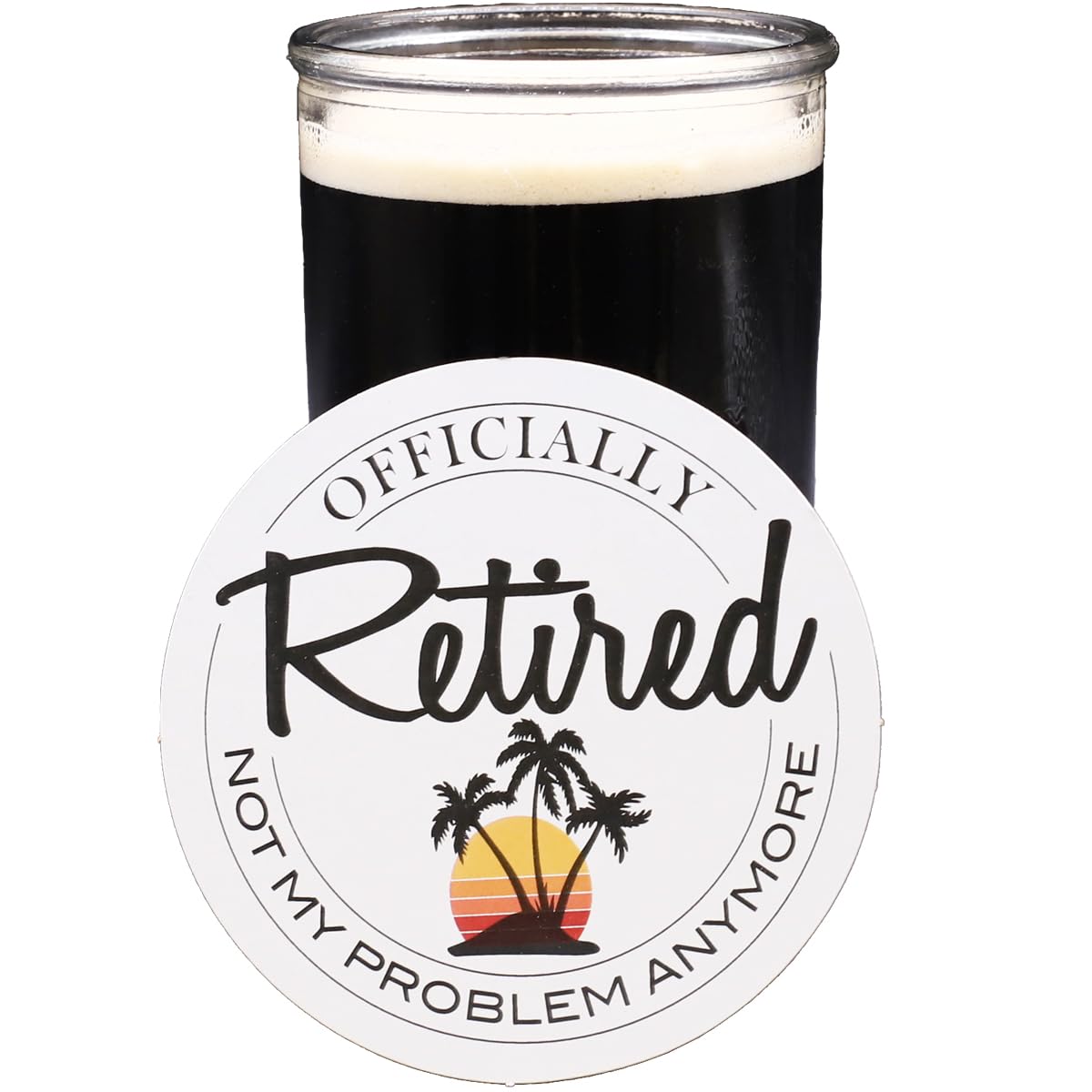 Officially Retired, Not My Problem Anymore Coasters - 25 Pack, 4 Inch, Thick Kraft Paper Bar Coasters, Perfect for Parties, Weddings, Birthdays, Retirement Parties