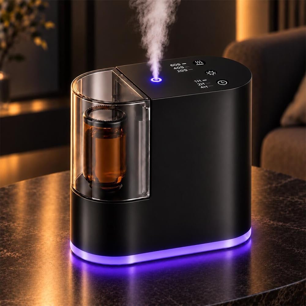 Waterless Essential Oil Diffuser for Bedroom, Home, Black