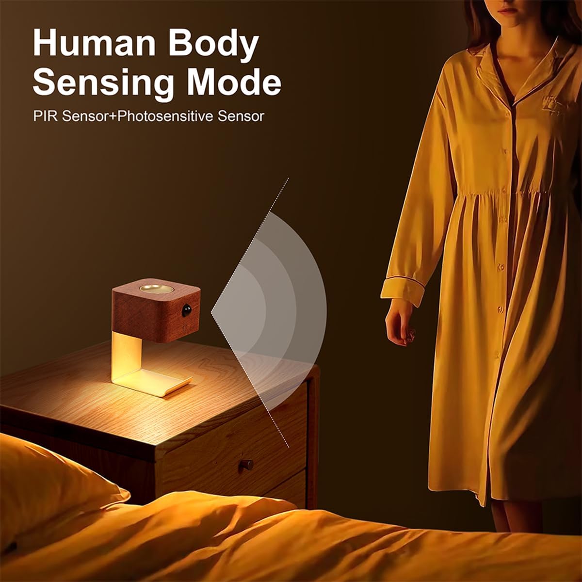 Motion Sensor Night Light & Essential Oil Diffuser (Walnut Wood)